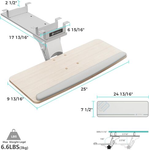 EUREKA ERGONOMIC Height Adjustable Mouse & Keyboard Tray Under Desk, 28x10'' Large Slide Out Swivel Tilt Computer Keyboard Drawer with Mouse Pad for Gaming Home Office Desk, Dual Mount in Saudi Arabia
