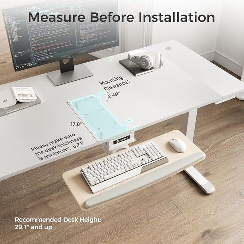 EUREKA ERGONOMIC Height Adjustable Mouse & Keyboard Tray Under Desk, 28x10'' Large Slide Out Swivel Tilt Computer Keyboard Drawer with Mouse Pad for Gaming Home Office Desk, Dual Mount in Saudi Arabia