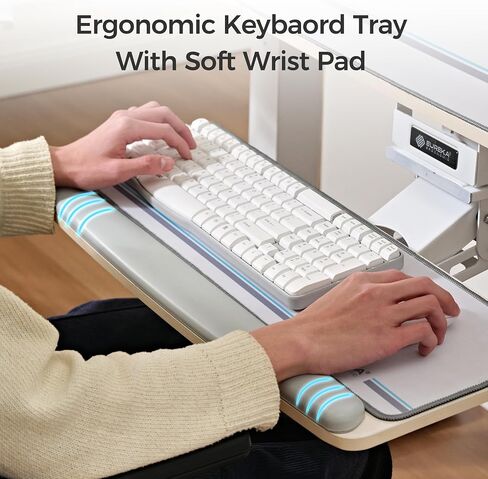 EUREKA ERGONOMIC Height Adjustable Mouse & Keyboard Tray Under Desk, 28x10'' Large Slide Out Swivel Tilt Computer Keyboard Drawer with Mouse Pad for Gaming Home Office Desk, Dual Mount in Saudi Arabia