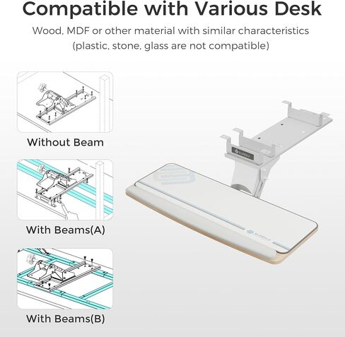 EUREKA ERGONOMIC Height Adjustable Mouse & Keyboard Tray Under Desk, 28x10'' Large Slide Out Swivel Tilt Computer Keyboard Drawer with Mouse Pad for Gaming Home Office Desk, Dual Mount in Saudi Arabia