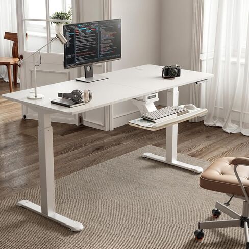 EUREKA ERGONOMIC Height Adjustable Mouse & Keyboard Tray Under Desk, 28x10'' Large Slide Out Swivel Tilt Computer Keyboard Drawer with Mouse Pad for Gaming Home Office Desk, Dual Mount in Saudi Arabia