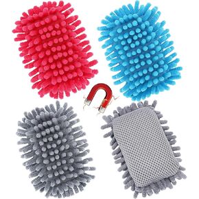 4 PCS Magnetic Microfiber Shag Dry Erase Whiteboard Eraser, Magnetic Washable Dry Erase Erasers White Board Chalk Board Eraser for Marker Chalk Home Classroom Office Supplies (Gray, Blue, Pink)