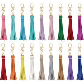 HOVEOX 18 Pieces Artificial Leather Tassel Faux Leather Tassel Bulk Keychain Tassels Leather Tassels for Handbag Keychain and Craft