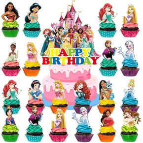 31 Pcs Cake Topper Cupcake Topper for Princess-Themed Cupcake Toppers Cake Topper for Girls Birthday Party and Baby Shower