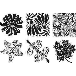 Cedar Canyon Textiles Text CCT4004 Plastic Artist's Paintstiks Rubbing Plate, Garden Flower, 6-Pack