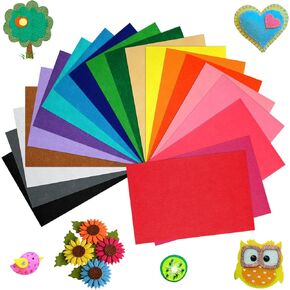 40 Pcs Soft Felt Fabric Sheet 8" x 12" Assorted Color Felt Fabric Sheets for Crafts DIY Handcraft Sewing Squares Patchwork Nonwoven