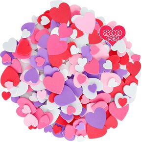 300 PCS Glitter Heart Stickers, Colorful Self Adhesive Foam Star Heart Stickers, Kids Arts Craft Mini Star Stickers Bulk for Crafts DIY Greeting Card Envelopes Scrapbooking