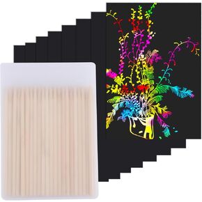 Cityrosy Scratch Art Paper Rainbow Sets 100 Pcs-Black Scratch Off Paper Valentines Day Present for Kids Magic Scratch Off Set Crafts Supplies Kits for Age 3-12 Kids for Party Games Easter Christmas