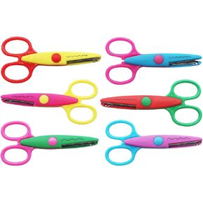 6 Pairs Paper Edge Scissors, Craft Scissors and Safe Scissors Colourful Craft Art Scissors Toddler Scissors for DIY Photos Album Scrapbooking