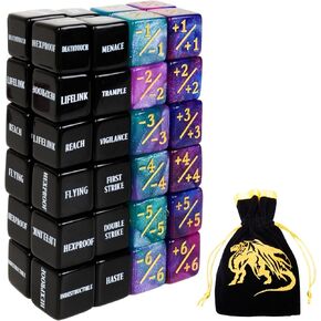 48 PCS MTG Counter Token Dice Abilities Keyword Counters Bulk Creature Stats Buff Magic The Gathering Tokens Dice Set with Bag TCG Card Games Accessories (MTG)