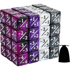 48 PCS Magic Counter Dice Plus 1 MTG Counters Dice Set Marble Life Buff Tokens D6 Dice Compatible with Magic The Gathering, TCG, Card Gaming Accessories, Purple