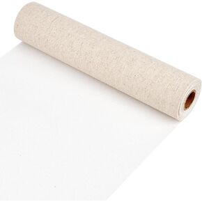 BENECREAT 5.5 Yards x 11 Inch Canvas Roll Linen, Four Primed Canvas Roll Artist Canvas for Gesso Art Painting Oil Painting Backdrop Decoration, 0.3mm Thick