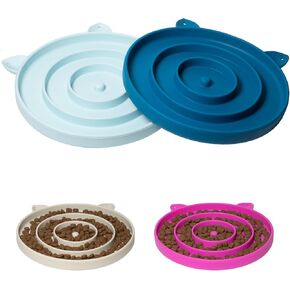 Silicone Slow Feeder Cat Bowl - Interactive Cat Puzzle Feeder for Pets Dry Wet Food Training - Prevents Overeating (Green and Yellow)