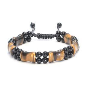 سوار العين النمر الممتاز للرجال - Genasto Stone Men Swelet Tiger Tiger Eye Black Obsidian Beads ، Protection Crystals Energy Bead Bead Healing Crystal Bracelet Gift for Men