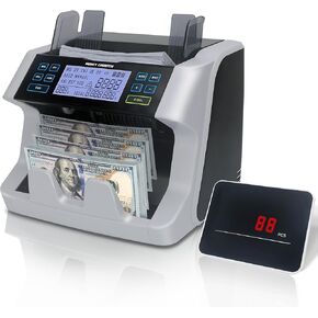 Money Counter Machine,Dollar,UV/MG/IR Counterfeit Detection Bill Counter Machine,ADD/BAT/VAL Add and Batch Modes,Total Amount Calculation,Manual/Automatic Mode,Bill Counter with Large LCD Display