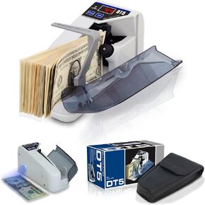 DETECK DT5 Portable Money Counter Machine with Counterfeit Detection UV/WM - Handy Currency Counting Quantity of Bills only, for Small Cash Counting Machine