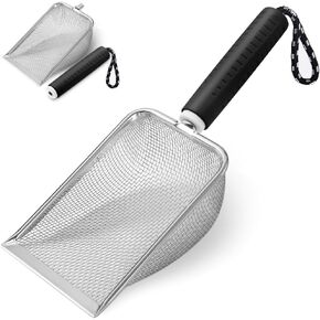 Cat Litter Scoop,Detachable Handle Mesh Shovel,Sturdy Litter Cleaner Corner Shovel,Stainless Steel Mesh Litter Shovel,Easy to Clean Reptile Terrarium Sand Waste(Pink)