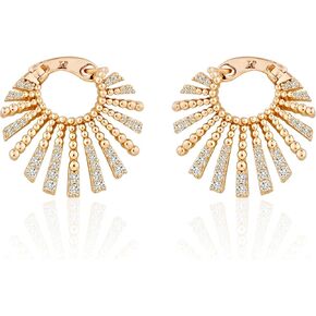 AllenCOCO 14K Gold Plated Sunburst Starburst Earrings for Women Sparkling Cubic Zirconia Celestial Statement Earrings Hypoallergenic Jewelry for Everyday Wear