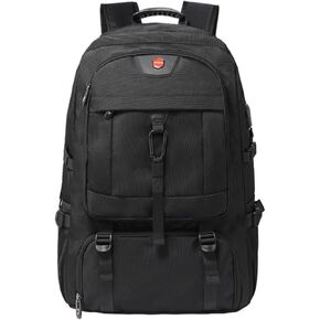 80L Travel Backpack, 18 Inch Laptop Backpack for Men Women, Waterproof Anti-Theft TSA Friendly Flight Approved with USB Interface & Shoe Compartment, Black