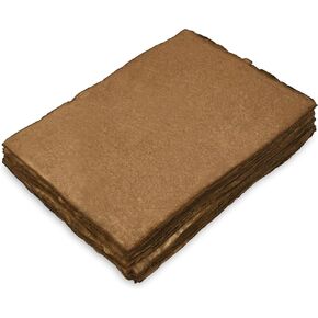 Watercolor Handmade Paper Sheets 50 Count Antique with Brown Edges 200 GSM Rough Thick Deckled Edge Textured Paper for Painting Drawing and Invitations - A5 8.5 x 5.5 Inch Made with Recycled Cotton