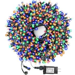 Decute 300LED Christmas String Lights Outdoor Waterproof 105FT UL Certified with End-to-End Plug 8 Modes, Multicolor Indoor Starry Fairy Lights for Christmas Tree Patio Garden Wedding Party Decor