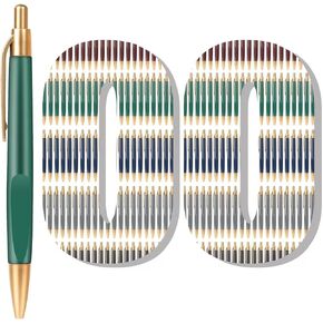 Pens Bulk 100 Pack Retractable Pens Ballpoint Smooth Writing Pens Click Bulk Pens No Bleed Medium Point 1.0 mm Box of Pens (Classic-A)