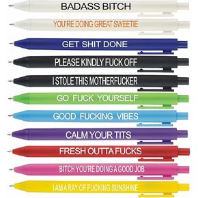11Pcs Funny Adult Ballpoint Pen Set, Premium Days of The Week Swear Cuss Word Pens for Office Gifts, Novelty Pens for Corworkers