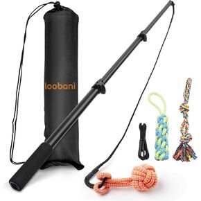 LOOBANI Flirt Pole for Dogs Chase and Tug of War, Dog Flirt Pole with Detachable Interactive Toys,Extendable Teaser Wand Pet Flirt Stick Pole for Small Dogs Training, Playing and Exercise, Pole 40in