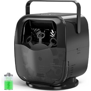 KIDWILL Bubble Machine Rechargeable, Portable Automatic Bubble Blower - 5,000mAh, 4 Auto Rotation Mode, 3 Speeds Setting - Bubble Maker Toy for Toddlers & Kids, Pets, Parties Indoor Outdoor, and More