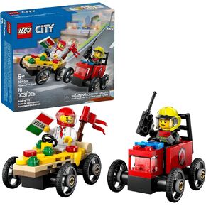 LEGO City Pizza vs. Fire Truck Race Car Pack Toy - Building Toy for Kids, Boys and Girls, Ages 5+ - Gift for Birthdays and Holidays - Includes Chef and Firefighter Minifigures - 60458