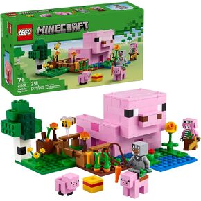 LEGO Minecraft The Baby Pig House Toy Figures and Playset - Building Minecraft Toy for Kids, Boys and Girls, Ages 7+ - with 2 Minifigures for Pretend Play - Gift Idea for Birthdays - 21268