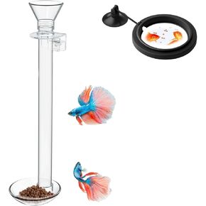 Acrylic Shrimp Feeder Tube (Clip Type) with Feeding Ring and Tube Brush, Fish Feeding Kit for Aquarium and Fish Tank, Overall Length 11.8 Inch