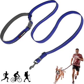Tuff Pupper Hands Free Adjustable Length Dog Leash | Lightweight for Running Jogging Walking | Padded Waist Belt (24-50 inch) | Adjusts 3 to 6 Feet Length | Strong Ballistic Nylon w/Reflective Strips