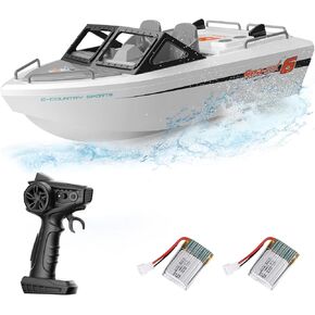 RC Boat for Kids Adults, 2.4GHz Remote Control Rescue Boat, 10KM/H Racing Boats Toy for Pools Lakes River, 2 Rechargeable Batteries 36+ Min, Low Battery Alarm, Gifts for Boys Girls