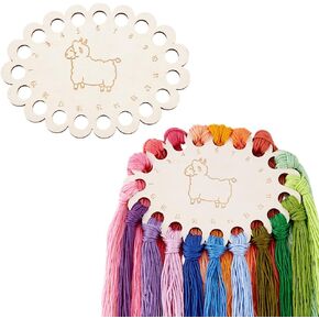 PH PandaHall 2pcs Wooden Embroidery Floss Organizer Cross Stitch Thread Holder, 19 Positions Sheep Oval Thread Organizer Thread Sorter Cross Stitch for Craft DIY Sewing Supplies, 4.3x5.9inch