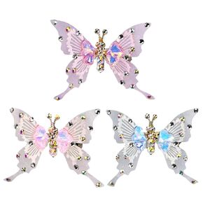 3Pcs Flying Butterfly Hairclips for Girls, Cute Moving Wings 3D Butterfly Hairpins Glitter Rhinestones Barrettes Hair Accessories for Girls (heart)