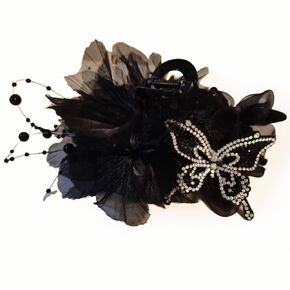 مشابك شعر الريشة مع لهجة فراشة بالخرز ، وملحقات شعر المرأة ، و barrettes التدفق ، وكونيونستون مزدوج الشعر مقطع الشعر ， روز الشعر ملحق ， الورد مشبك الشعر