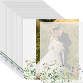 MotiMind 150 Pack Wildflower Vellum Paper for 5x7 Invitations Save The Date Cards Wedding Invitations Wraps Vellum Translucent Paper Wedding Photo Cover for DIY Printing Drawing Printable Invitations