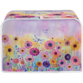Cat Flower Toaster Cover 2 Slice, Washable Bread Maker Cover Toaster Protector, Dustproof Kitchen Appliance Accessories, Women Gift for Mom Wife, Pink and Black