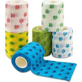 2 Inch Vet Wrap 6 Pack x 5 Yards Self Adhesive Bandage Wrap Bulk Self Adherent Veterinary Non-Woven Pet Tape for Horse Dog Cat Bird Animal 6 Bandages for First Aid Wrist Ankle Sprains Swelling