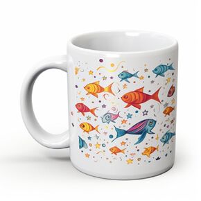 Fish Art Ocean Life Funny Sarcastic Motivational Novelty Inspirational Birthday Gifts For Friends Coworkers Siblings Dad And Mom Both Sides Printed 11 Oz Ceramic Coffee Mug (Design 1)