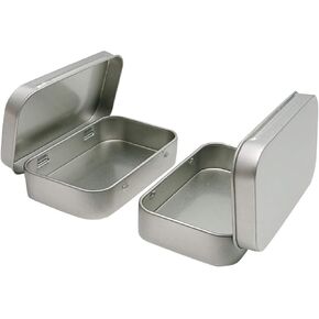 Caribbean Coastal Delights 6 pcs Medium Hinged Tin, Box Container, Mini Portable Small Storage Container, Empty Box Storage 3-11/16 x 2-5/16 x 3/4 inch