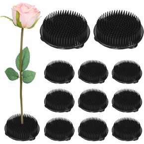 M METERXITY 12-Pack Plastic Flower Frog 2.76" Round Flower Pins Flower Frog Holder W Suction Cups Floral Frog for Arrangements Vase/Plant Decoration/Home Decor [Black, 1.25cm Pins]