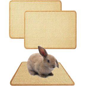 Oncpcare 2PCS Rabbit Scratch Mat Natural Bunny Scratching Pad Claws and Teeth Care Rabbit Mats for Cages Rabbit Chew Toys for Bunny Pet Cage Bedding for Biting Sleeping Nesting, 16x12
