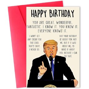 Funny Trump Birthday Card for Women Men, Humorous Donald Trump Birthday Gifts Card for Dad or Mom, Trump Birthday Decorations for Husband Wife, Unique Birthday Gifts Ideas for Him Her