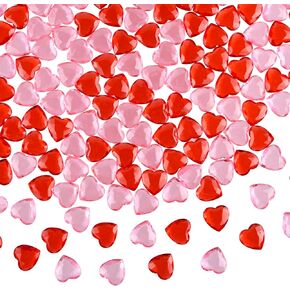 CHRORINE Red＆Pink Acrylic Heart Ornaments Translucent Hearts Shaped Gems Crystals for Table Scatter Decoration/Artwork/Vase Fillers in Valentine's Day/Home Decor/Wedding Party-70PCS