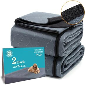 Washable Pee Pads for Dogs 72x72, 2 Pack, Extra Large Reusable Puppy Pads, Dog Training Pads with Quick Dry, Large Anti-Slip Dog Pee Pads, Whelping Pads, Potty Pad