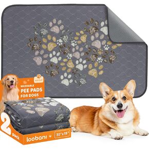 Washable Pee Pads for Dogs Mat: Reusable Dogs Pee Pads 2 Pack, Washable Puppy Pads for Potty Training Non-Slip, Waterproof & Leakproof Dog Whelping Pad for Floor, Playpen, Cage, Crate, 30" x 19", Blue