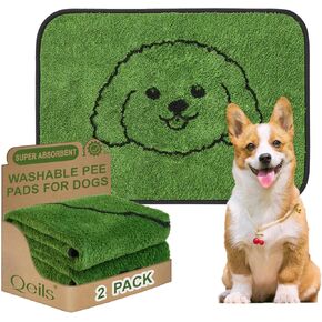 Qeils Reusable Puppy Pads, Washable Pee Pads for Dogs 2 Pack Durable Absorbent Leakproof Dog Training Pads for Home or Travel, Non-Slip Wee Wee Pads Potty Pads 48"x48"