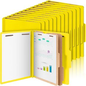 24 Pcs Classification Folders Bulk 2 Dividers File Folder with Fastener 2 Prongs Letter Size Paper Pressboard File Folders with 3.5 Inch Expansion for Organize Office Document (Blue)